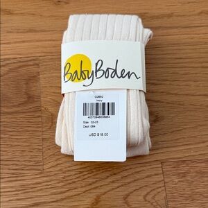NWOT Baby Boden Cream Ribbed Tights